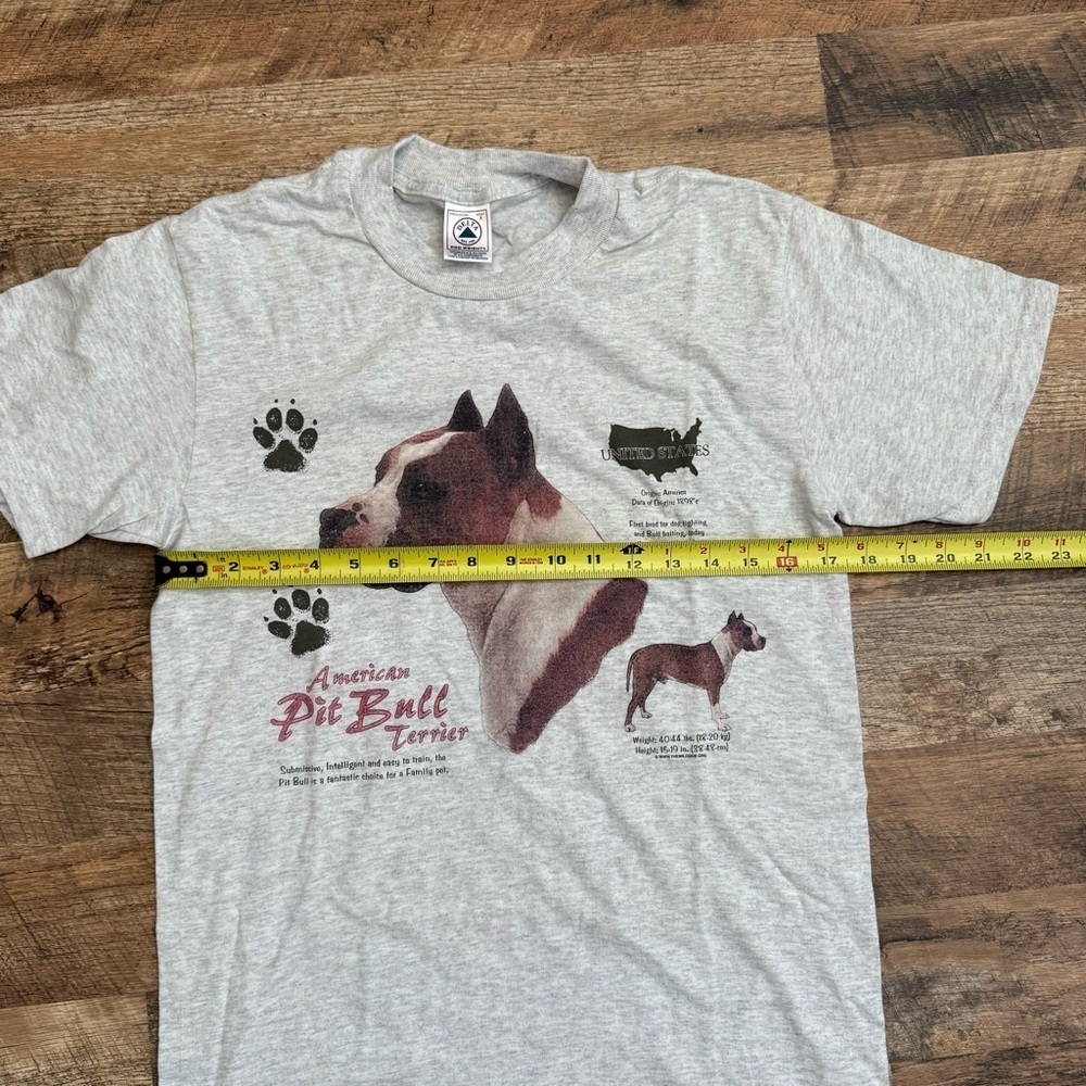 Vintage Pit Bull 90s print screen gray tee small - Picture 5 of 7